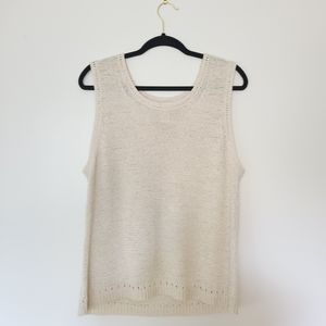 Vtg Coldwater Creek Sleeveless Sweater Women XL Knit Pullover Modest Minimalist